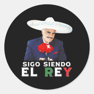 Vicente Fernandez Siendo El Rey Mexican Flag Classic Round Sticker
