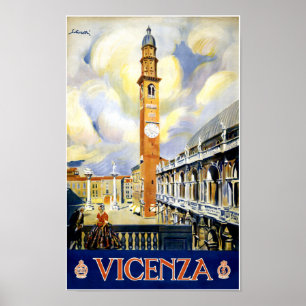 Vicenza Italy Vintage Travel Poster Restored