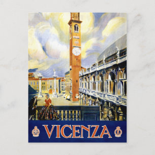 Vicenza Italy Vintage Travel Poster Restored Postcard