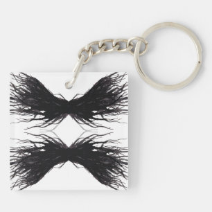 Vices Abstract Black Wings Alcohol Ink Art Key Ring