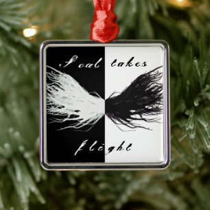 Vices and Virtues Black and White Alcohol Ink Art Metal Tree Decoration