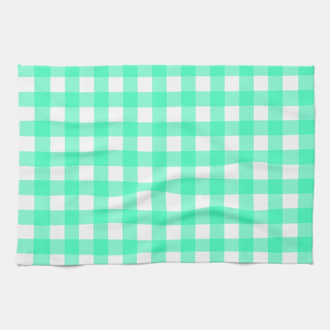 Vichy Blue Turquoise Tea Towel (Horizontal)