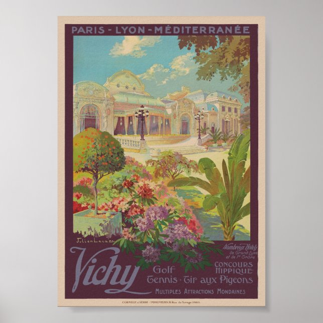 Vichy France Railroad Vintage Poster 1925 (Front)