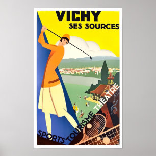 Vichy France vintage travel Poster