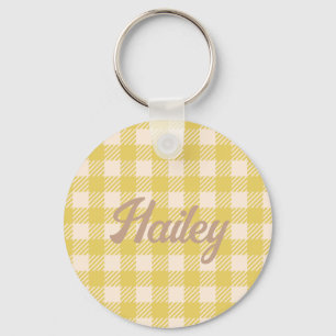 Vichy yellow gingham checked plaid farmer market key ring