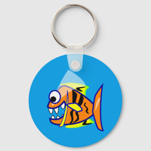 VICIOUS CARTOON FUNNY PIRANHA FISH SEA LOGO GRAPHI KEY RING