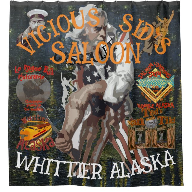 VICIOUS SID'S CASSOULET BAR WHITTIER ALASKA SHOWER CURTAIN (Front)