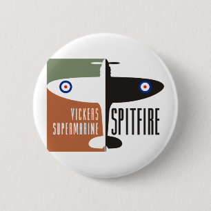 vickers supermarine spitfire 6 cm round badge