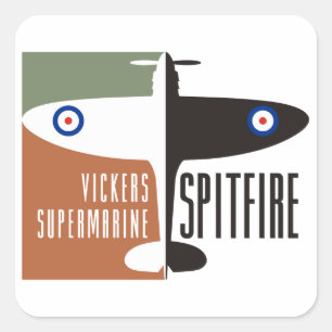 vickers supermarine spitfire square sticker