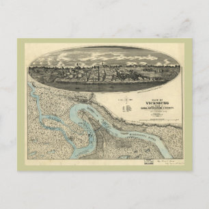 Vicksburg Mississippi 1863 Antique Panoramic Map Postcard