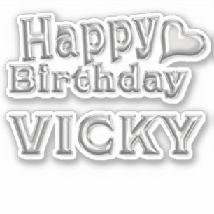 Vicky Happy Birthday silver Sticker