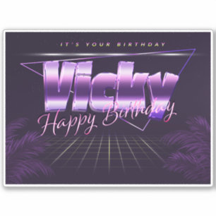 Vicky Name First name lila retro Sticker Birthday