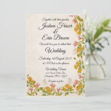 Vicorian meadow yellow invitation