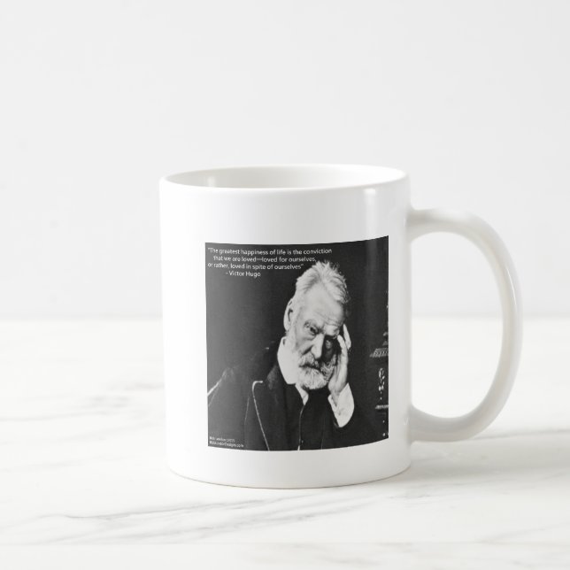 Victor Hugo & Happiness Quote Gifts Tees Etc Coffee Mug (Right)