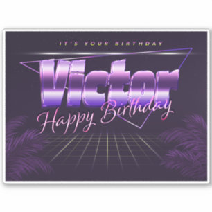 Victor Name First name lila retro Sticker Birthday