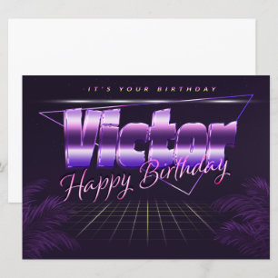 Victor Name Vorname lila retro Karte Geburtstag Card