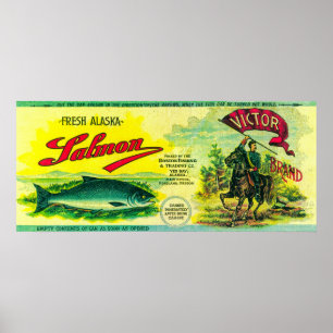 Victor Salmon Can LabelYes Bay, AK Poster