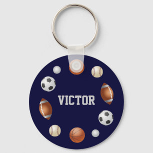 Victor World of Sports Name Keychain - Navy Blue