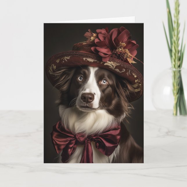 Victoran Border Collie Christmas Holiday Card (Front)