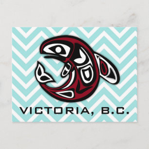 Victoria B C Nautical Tribal Totem Orca Whale Postcard