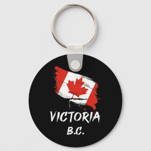 Victoria Bc Canada Splatter Flag Trip Vacation Key Ring