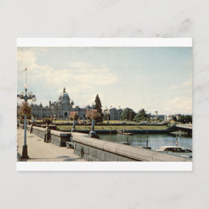 Victoria BC Parliament Vintage Harbour View Postcard