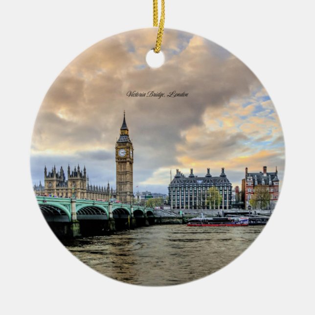 Victoria Bridge, London, England Ceramic Tree Decoration (Front)
