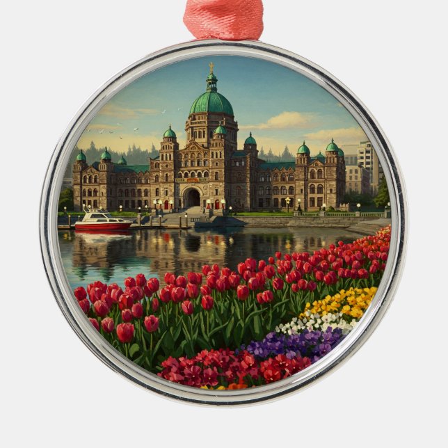 Victoria British Columbia Canada Travel Metal Tree Decoration (Front)