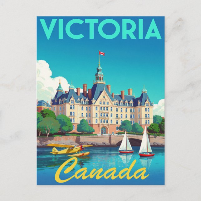 Victoria Canada Harbor Vintage Art Postcard (Front)