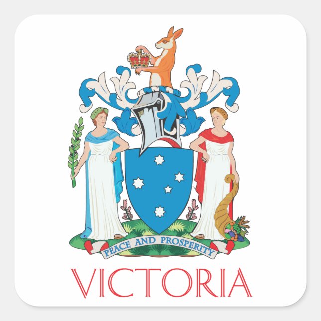 Victoria coat of arms square sticker (Front)