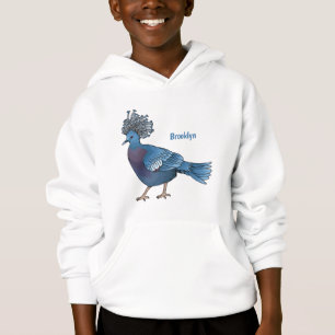 Victoria crowned pigeon bird cartoon illustration