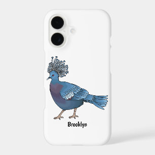 Victoria crowned pigeon bird cartoon illustration