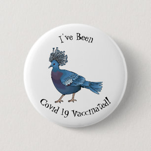 Victoria crowned pigeon bird cartoon illustration 6 cm round badge