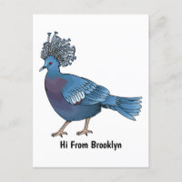 Victoria crowned pigeon bird cartoon illustration 