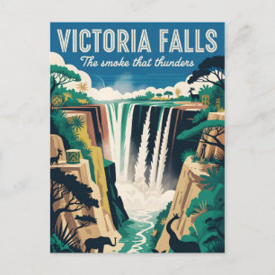Victoria Falls Zimbabwe Retro Travel Poster Postcard
