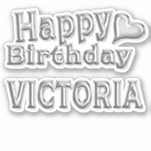 Victoria Happy Birthday silver sticker sticker