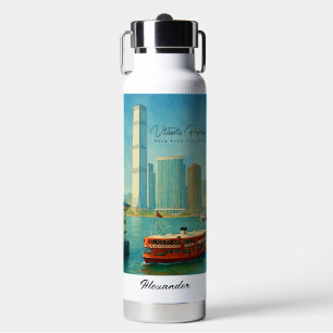 Victoria Harbour Hong Kong Retro Skyline Water Bot Bottle