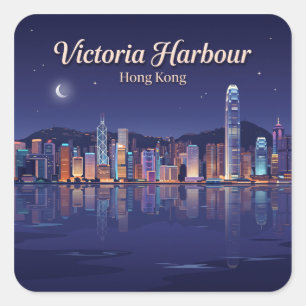 Victoria Harbour Hong Kong Square Sticker