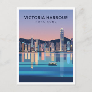 Victoria Harbour Waterfront Hong Kong Travel Postcard