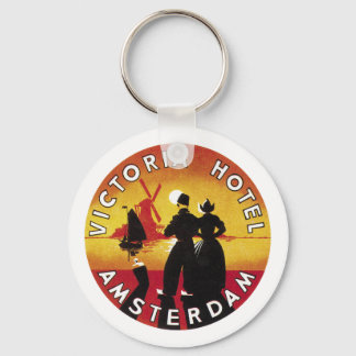 Victoria Hotel Amsterdam Vintage Lable Key Ring