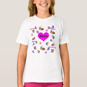 Victoria Name With Cats And Butterflies, T-Shirt