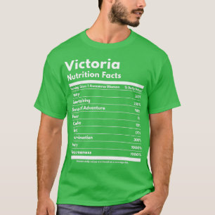 Victoria Nutrition Facts Funny Personalized Name V T-Shirt