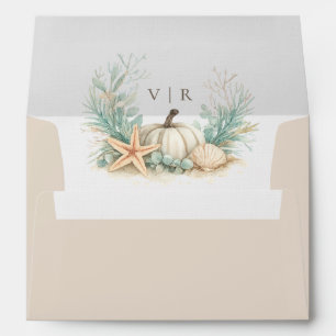Victoria & Raymond Pumpkin Seashell Wedding Envelope