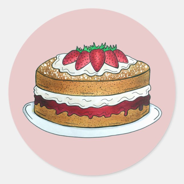 Victoria Sandwich Sponge Cake UK British Pastry Classic Round Sticker (Front)