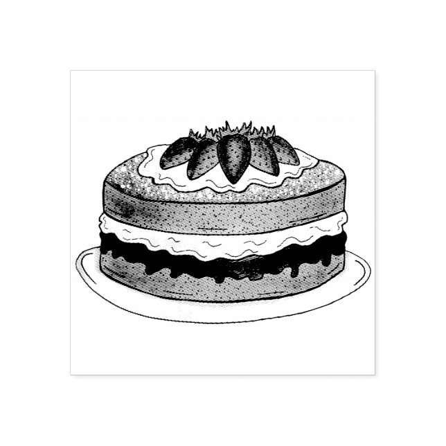 Victoria Sandwich Sponge Cake UK British Pastry Rubber Stamp (Imprint)