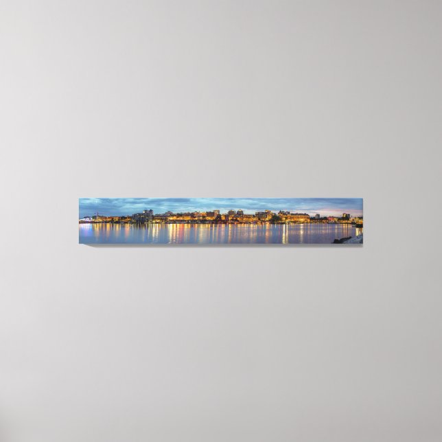 Victoria Skyline At Night Panorama Canvas Print (Front)