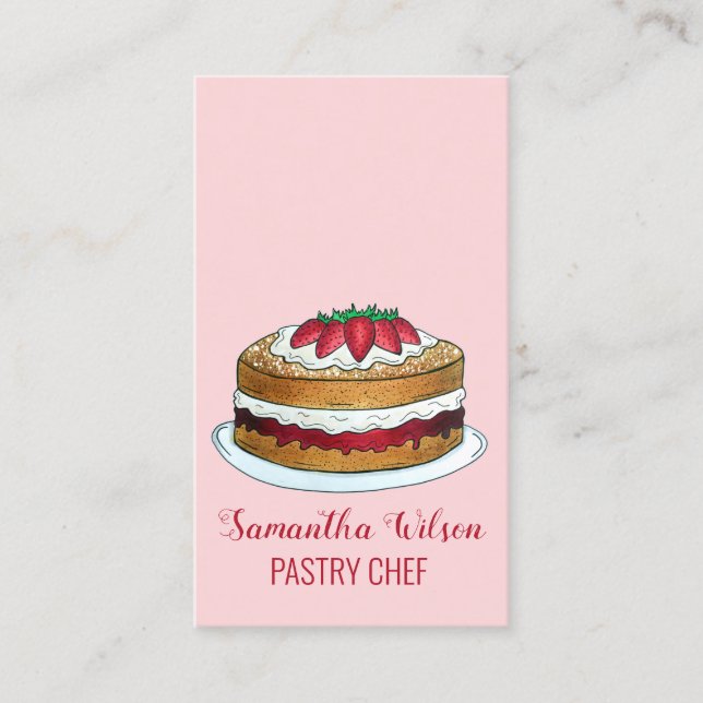Victoria Sponge Cake British Pastry Chef UK Bakery Business Card (Front)