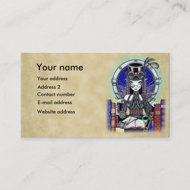 "Victoria" Steam Punk Faerie Art Business Cards (Front)