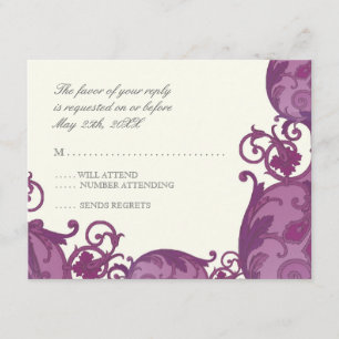 Victoria Swirl RSVP Response Card - Plum Purple