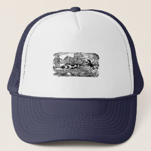 Victorian 1800s book illustration pet print trucker hat